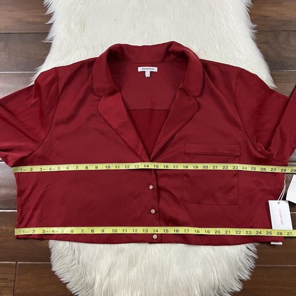 Good American Women's Size 7 / US 4X Red Satin Pajama Sleep Set Pants Top - Picture 8 of 13